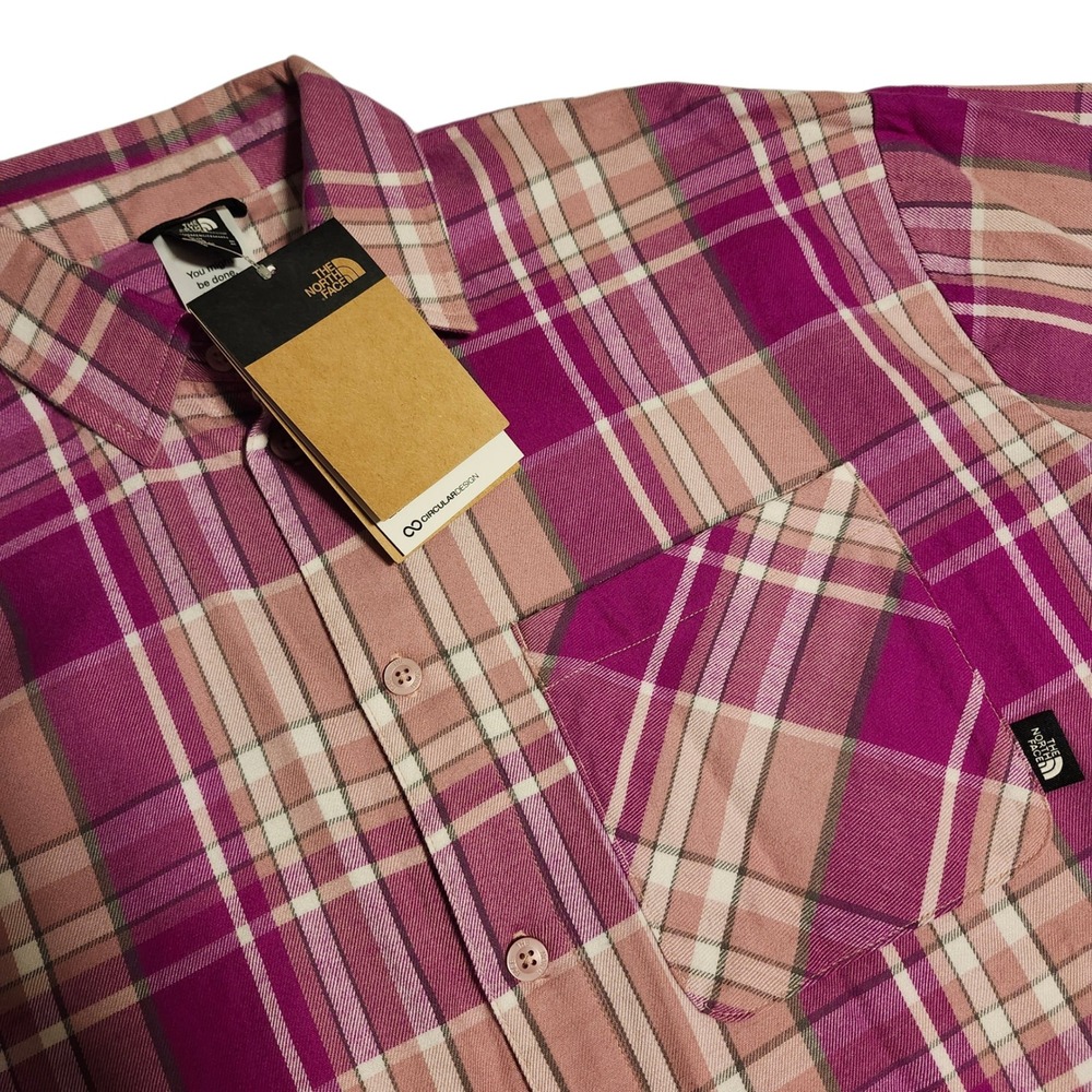 NWT The North Face Junction Woven Shirt Deep Mulberry Plaid Flannel Women's Med - Picture 2 of 5